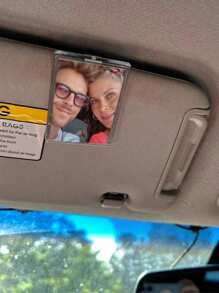 1 pezzo di molletta parasole per foto in acrilico, molletta parasole magnetica, decorazione auto, regalo di coppia, regalo di San Valentino, portafoto