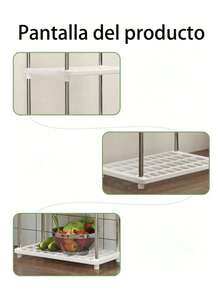 4 niveles, estante de almacenamiento moderno y minimalista independiente para aperitivos para dormitorio, Estante de almacenamiento - Blanco - Ver 8