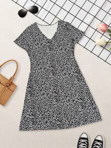 Fashionable Ditsy Floral Lightweight Elegant Dress, Suitable For Casual, Vacation, Home, Work, Wedding, Party, Beach, Sleepwear. Recommended For Lightweight, Comfortable, Versatile Wear - Black - View 6