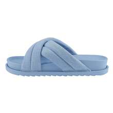 Women's Slide Sandals Slip On Open Toe Cute Platform Criss Cross Flat Sandals - Denim Blue - View 2