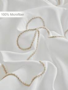 2/3 件卡其色蝴蝶结纹理图案涤纶羽绒被套，波西米亚风现代床上用品套装，特大号，适合所有季节（1 件羽绒被套 + 1/2 件枕套） - 卡其色 - 查看 8