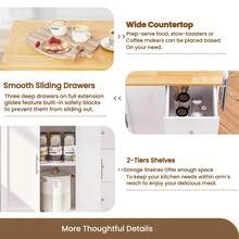 Alacenas De Cocina Con Ruedas Y 3 Cajones Mesa Plegable Isla - Blanco - Ver 7