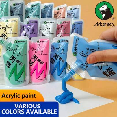 Marie's Acrylic Paint (100ml/3.38oz), Assorted Colors, Water-Proof, Portable Art Pigments, For DIY Hand Drawn Wall Painting, T-Shirts, Shoes, Jeans, Canvas Bags Art Painting, Graffiti, Drawing, Painting, Canvas, Rock, Wood, Wall And Ceramic, Professional Rich Pigments For Beginners, Adults & Artists, Perfect For Back-To-School Gift!,Mother's Day,Mom's Gift