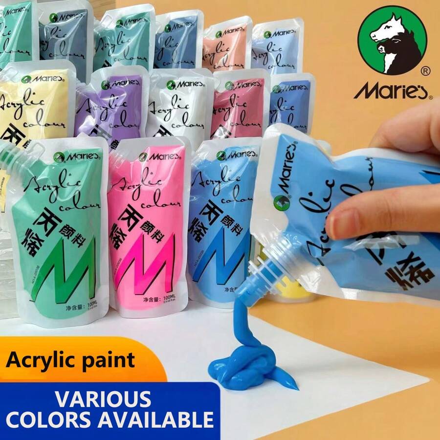 Pintura acrílica de Marie (100ml/3.38oz), colores surtidos, impermeable, pigmentos de arte portátiles, para pintura mural dibujada a mano, camisetas, zapatos, vaqueros, bolsas de lona, pintura artística, grafiti, dibujo, pintura, lienzo, piedra, madera, pared y cerámica, pigmentos ricos profesionales para principiantes, adultos y artistas, ¡un regalo perfecto para volver a la escuela, el Día de la Madre, el regalo de mamá!