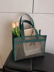Student Summer Casual Vacation All-Match Net Mesh Tote Bag - Multicolor - View 2