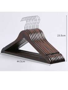 1/5pcs Natural Wooden Clothes Hanger With Non-Slip Bar For Clothing Store And Hotel - Multicolor - View 10