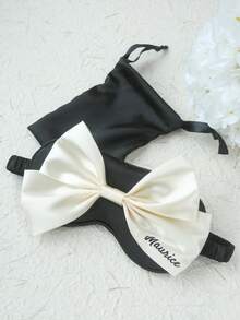 2PCS Personalized Name Bow Eye Mask A Eye Mask With A Storage Bag Custom Sleep Mask Personalized Silky Soft Satin Eyemask Wedding Favor Lustrous Imitation Silk Satin Cute Bow Knot Sleep Mask Set Wedding Favors Gift For Women Best Bridesmaid Gift Bridal Party Gift - Multicolor - View 13