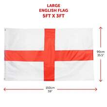 England Supporter Set – Red & White Afro Wig, 5ft X 3ft St George Flag, Inflatable Sword & Shield – Football Fan Costume Accessories - Red and White - View 6