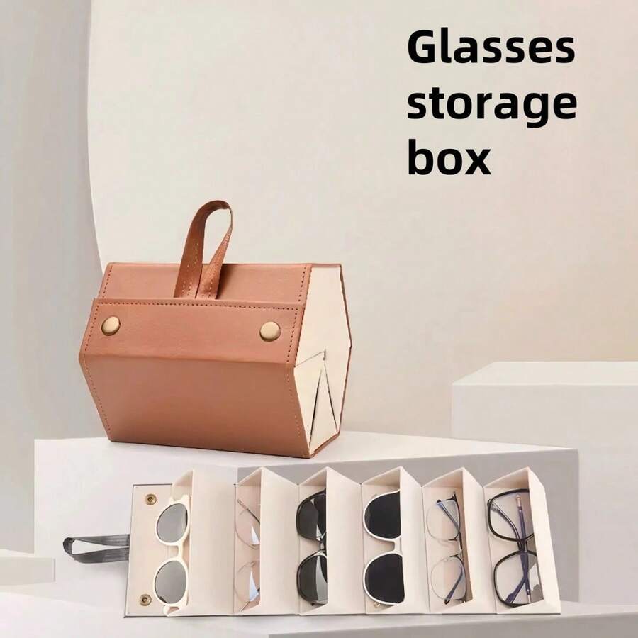 1pc Multi-Functional Portable Glasses Storage Box, Foldable Sunglasses Case With Multiple Compartments For Travel