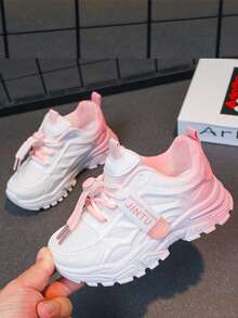 1 双女童厚底运动鞋，2025 新款休闲软底运动鞋，适合户外活动、学校和派对，春/秋季 - 粉色 - 查看 4