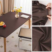  1pc  Rectangular Solid Color Waterproof Tablecloth, Simple Style, Oil-Proof, Dust-Proof, Table Cover Protector, Suitable For Desk, Dining Table, Coffee Table,Kitchen And Dining Room,Home Decor - Coffee Brown - View 3