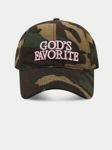 God's Favorite Embroidered Camo Splatter Print American Baddie Baseball Cap, Streetwear Snapback - Multicolor - View 10
