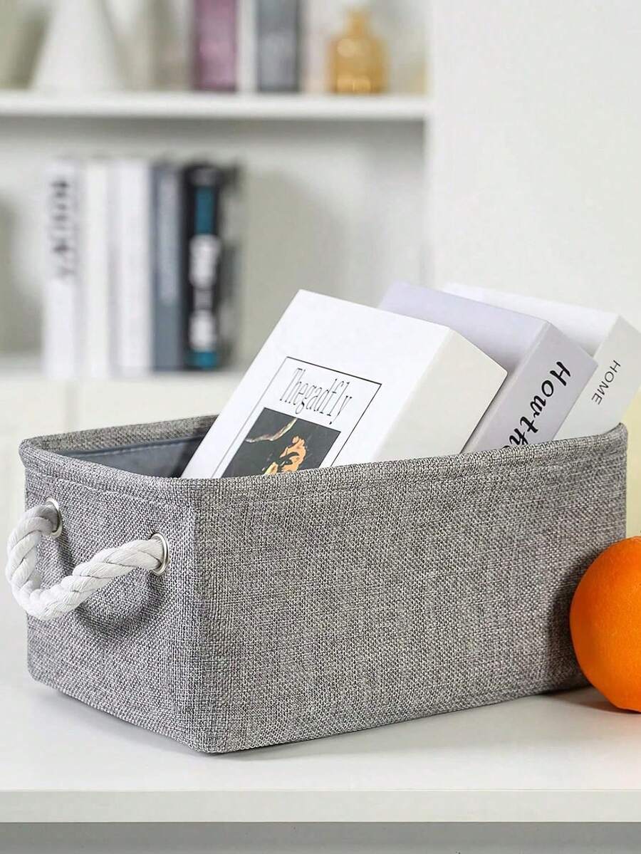 1pc Portable Foldable Fabric Storage Laundry Basket With Handles, Home Organizer Basket For Bathroom, Toilet, Laundry Room, Clothes, Sundries