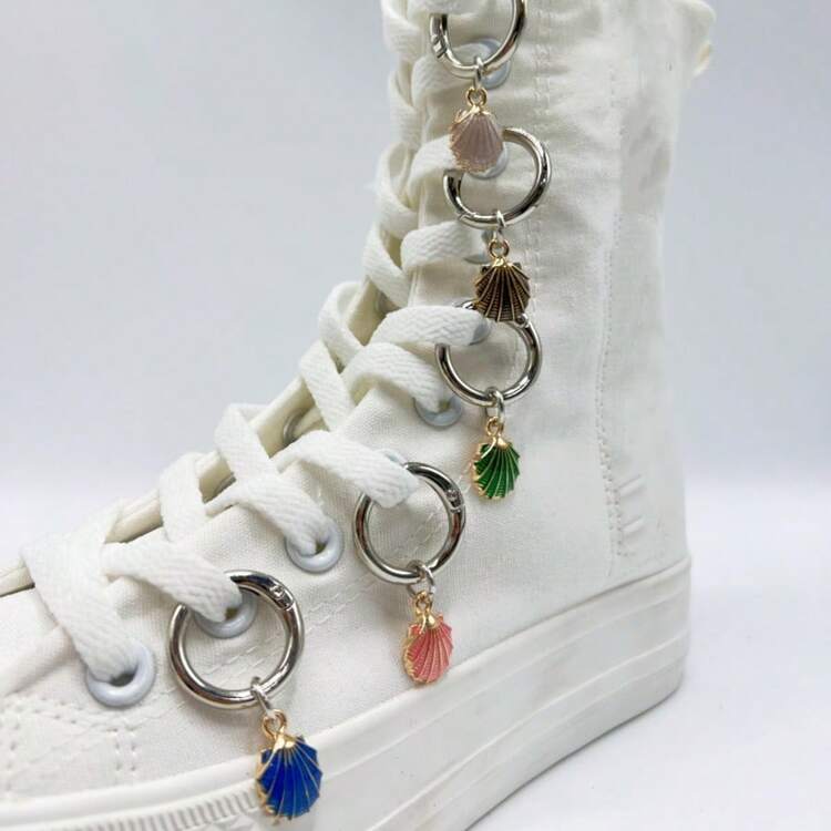 5 件贝壳形吊坠可拆卸鞋扣，DIY 鞋子和靴子装饰，鞋子配件 - 彩色 - 查看 1