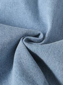 1pc Girls' Casual Comfortable Outdoor Versatile Cute Lace Trim Denim Shorts - Medium Wash - View 7