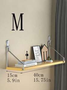 1 kệ gắn tường không cần khoan để đựng sách, cây cảnh, đồ trang trí, giá gỗ nổi để đồ trong phòng ký túc xá, nhà ở - Màu vàng - Xem 7