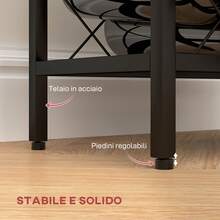 HOMCOM Portabottiglie Vino per 10 Bottiglie Totali con Piano d'Appoggio in Vetro Temperato, Cantinetta Portabottiglie in Acciaio, per Cucina, Dispensa, Cantina e Bar, 41x22x41 cm, Nero - Schwarz - Übersicht 6
