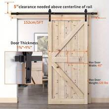 5/6/6.6FT Sliding Wood Barn Door Track System Kit Hardware Set Stainless Steel - Black - View 5