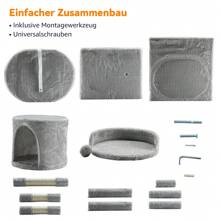 SEBRUANC Tiragraffi per gatti da 112 cm, multistrato, struttura stabile e comodo trespolo con giocattoli per gatti, cuccia per gatti da interno, per la cura degli artigli, tempo libero e intrattenimento