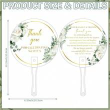 5/10Pcs Sage Green Flower Hand Fans With Handle Wedding Handheld Fans For Guests Thank You For Celebrating With Us For Wedding Bridal Shower Party Favors Decorations - Green - View 3
