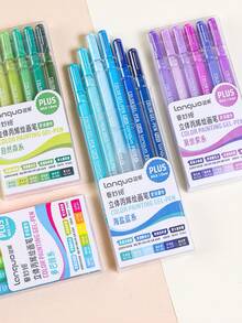 6支装书法1.0毫米彩色凝胶笔套装粗头圆珠笔用于书写绘画马克笔学校返校