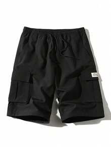 شورتات صيفية خفيفة بجيوب للرجال، بنطلون خارجي 5 نقاط قطني منفذ للهواء، كاجوال - الأسود - مشاهدة 2