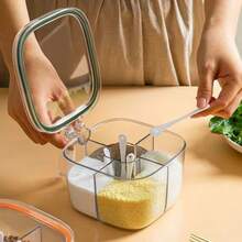 1个调味盒+5个勺子调味盒家用厨房调味罐组合套装一体式多格盐味精辣椒储存调料调料瓶