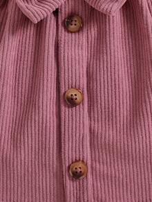 2pcs Baby Girls' Cute Ruffle Collar & Ruffle Hem Long Sleeve Top With 3D Bow Button Design Skirt Set, Suitable For Everyday Outings, Spring & Autumn