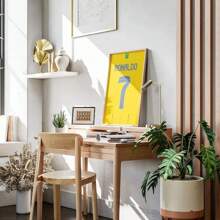 1 pieza Póster de temporada pop 2023 2024 Camiseta de fútbol Logotipo de estrella deportiva Decoración de pared moderna es perfecta para fans y decoración estética de la habitación Marco opcional