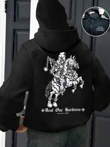 Autumn And Winter Women's Retro Fashion Balaclava Cavalry Double-Layer Hoodie - Black - View 7