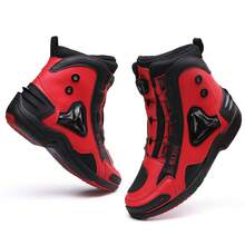 Unisex Motorcycle Boots, High-Top Synthetic Leather, Rubber Outsole With Excellent Grip And Ankle Support, Suitable For Off-Road And Motorcycle Racing Enthusiasts - Red - View 1