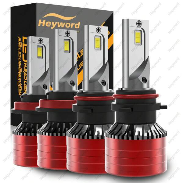 Heyword 4pcs H11 9005 LED Headlight KIT Combo Bulbs 6000K High&Low Beam Super Bright White 9006+H11