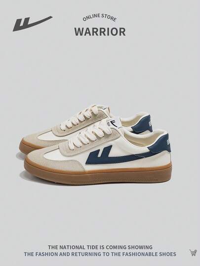 WARRIOR 女士运动前系带滑板鞋，休闲户外低帮拼色防滑舒适运动鞋，时尚设计