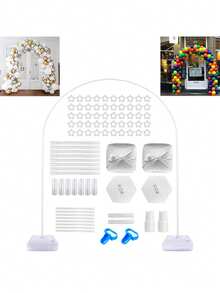 1 Set Multi-Functional Wedding Arch Frame - Sturdy Water-Fillable Base, No Electricity Required, Easy Assembly, Adjustable Height, Balloon Column Stand Kit, For Indoor Wedding, Anniversary, Birthday, Christmas, Thanksgiving, New Year Party And Event Decoration - White - View 1