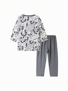 Balabala Tween Boys' Pajama Set - Soft Long Sleeve Top & Pants - Cozy Sleepwear For Tween Boys - White and Black - View 5