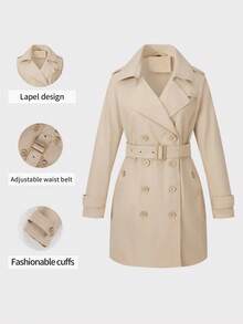 Women's Mid-Length Pocket Jacket, Designed For Commuting In Spring And Autumn - Camel - View 1