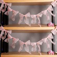 1 Pieza Conjunto de lazos de cinta de organza, lazos decorativos para manualidades para fiesta, envolver regalos, decoración de boda, accesorios DIY, decoraciones de cumpleaños, decoraciones de fiesta, telón de fondo, adecuado para la mayoría de las festividades (12 LAZOS) - Rosa - Ver 1