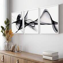 Bộ 3 tranh trừu tượng đen trắng trang nhã trên vải bố, khung gỗ thông - Trang trí tường hiện đại phù hợp cho phòng khách, phòng ngủ, văn phòng, chống thấm nước, in chất lượng cao, hoàn hảo cho trang trí nhà cửa, quán cà phê, quán bar, tranh nghệ thuật trừu tượng, nét vẽ sống động. - 3 CÁI - Xem 8