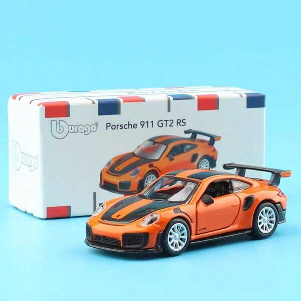 Burago 1: 64 Alloy Car 911 Gt2 Rs Orange Fan You Simulation Racing Model Collection Car Model Can Open The Door Rubber Tire Decoration To Send Men 's Birthday Gift Genuine License