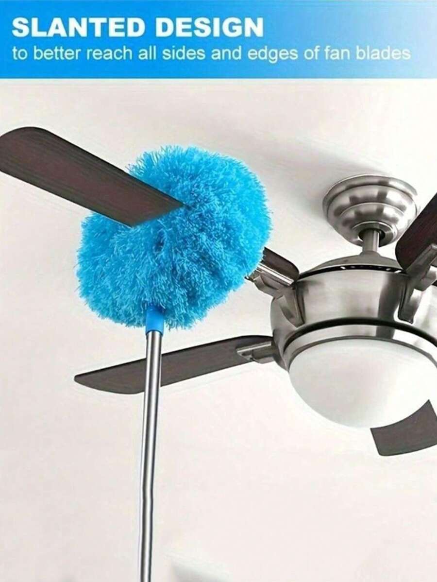 31" Extra Fine Fiber Duster, Blue Long Handle Duster, Dust Locking, Reusable, Machine Washable Cleaning Brush, Easy Cleaning