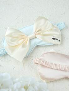2PCS Personalized Name Bow Eye Mask A Eye Mask With A Storage Bag Custom Sleep Mask Personalized Silky Soft Satin Eyemask Wedding Favor Lustrous Imitation Silk Satin Cute Bow Knot Sleep Mask Set Wedding Favors Gift For Women Best Bridesmaid Gift Bridal Party Gift - Multicolor - View 5