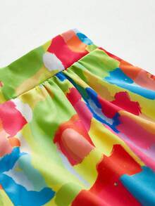 Women's Casual Vacation Style Ribbed Knit Mock Neck Sweater (Wavy Pattern) Paired With Wide Leg Woven Pants 2 Pieces Set - Yellow - View 9