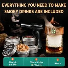 Electric Cocktail Smoker Kit, Thicker Smoke For Rich Flavor, 6 Flavors Wood Chips, Drink Smoker Infuser Kit For Old Fashioned Bourbon Whiskey Etc, Valentine's Day Gifts For Men (Without Butane) - 預設 - 查看 3