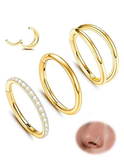 鼻环 18G 防过敏穿孔环适用于鼻中隔软骨耳屏海螺耳蜗耳垂 6/8/10mm 无缝环适用于男女