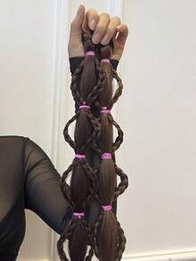 JENNIFER 1-Pack Creative And Fashionable Braids 18Inch Synthetic Hair Extensions With Rubber Bands For Daily Wear - Natural Black - View 5