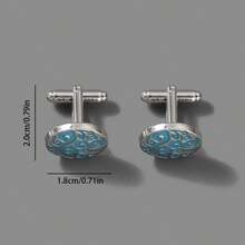 1 Pair Fashionable Minimalist Geometric Stainless Steel Cufflinks, Casual Business Style, Suitable For Groom And Groomsmen Suit And Shirt, Father's Day Or Wedding Season Gift - Silver - View 8