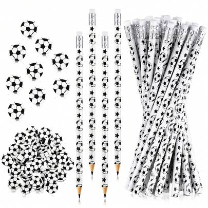 6/10/30 运动铅笔、趣味木铅笔、2B 铅笔、运动主题生日派对礼物、学校办公用品（足球主题）