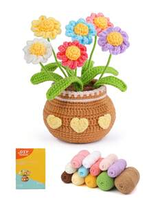 1 套钩针入门套件 - 薰衣草和郁金香盆栽植物、毛线球、DIY 手工套件，配有基本配件和初学者说明 - 彩色 - 查看 11