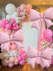 1/3 件大号粉色哑光蝴蝶铝箔气球，适用于公主派对、生日派对装饰、订婚婚礼、新娘送礼会、性别揭晓、蝴蝶结主题拍摄道具、周年纪念装饰 - 粉色 - 查看 6