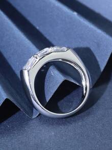 1枚S925纯银女士结婚戒指，镶嵌3克拉莫桑石主石，闪亮夺目，适合婚礼、宴会、派对、母亲节、感恩节等场合作为礼物。 - 銀色 - 查看 2